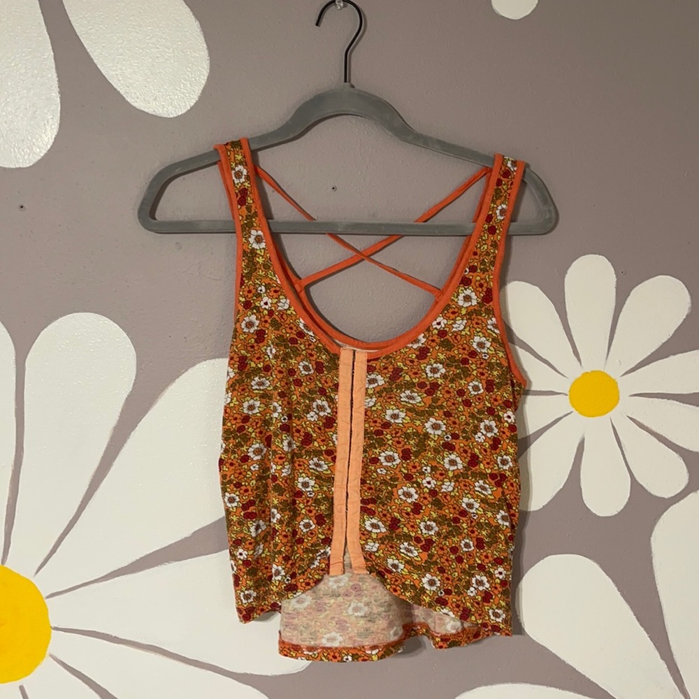 Orange Floral Small Tank Top